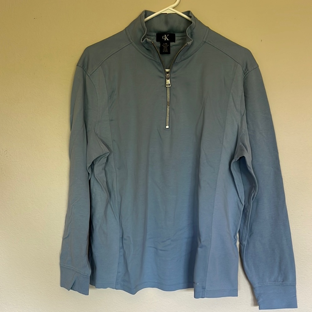 Mens Calvin Klein Light Blue 1/4 Zip Pullover Large